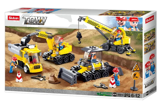 Sluban - Town Construction 4 Vehicle Building Brick Set