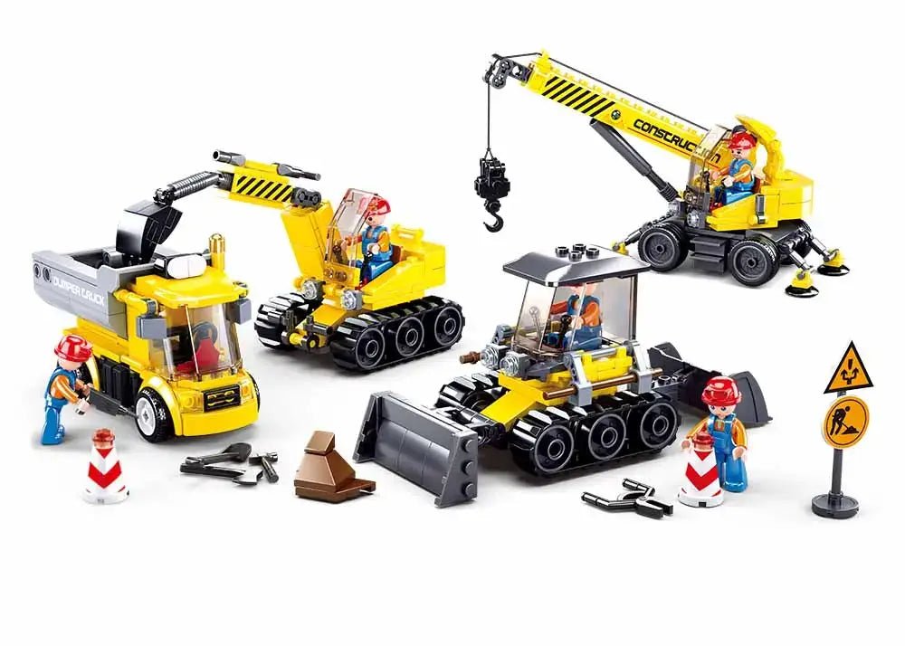 Sluban Town Construction 4 Vehicle Building Brick Set Sluban