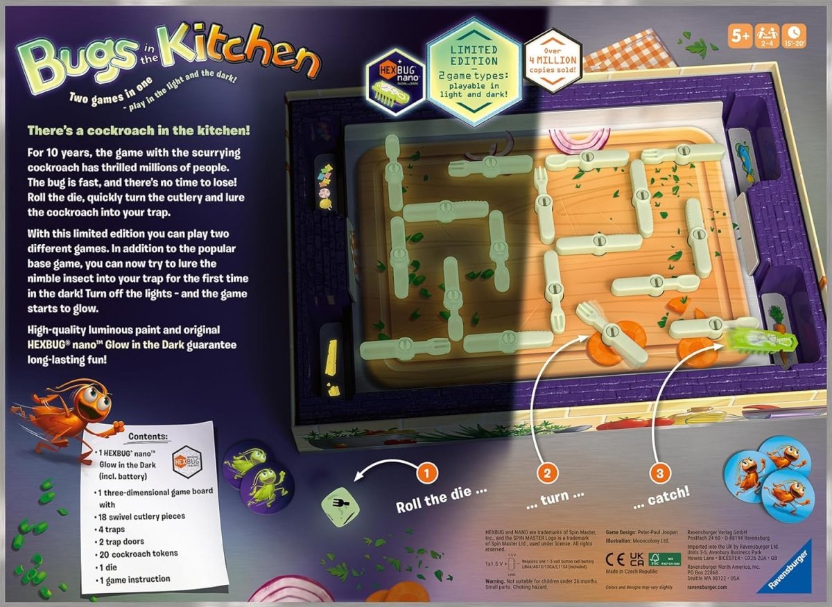 Glow in the Dark Bugs in the Kitchen Board Game Rooleo