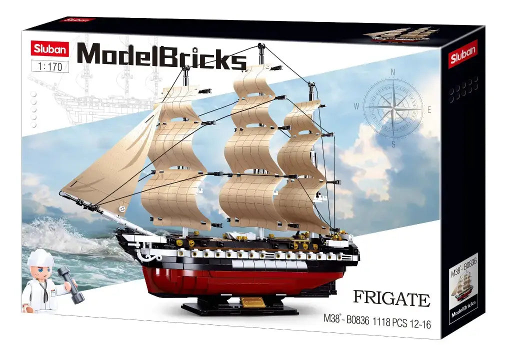 Sluban Model Bricks USS Constitution 1X-21 Frigate 1:170 Scale Building Brick Set Sluban