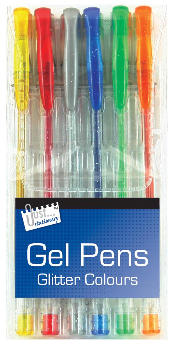 Children's Fun Pack of 6 Vibrant Colour Glitter Gel Pens Curious Minds