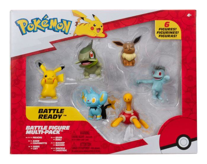 Pokemon Battle Figure Multipack 6pk (Pikachu, Axew, Shinx, Eevee, Machop, Shuckle) Jazwares