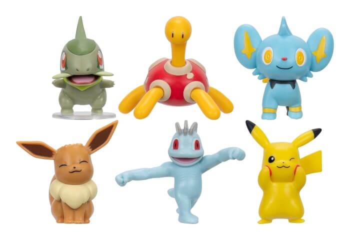 Pokemon Battle Figure Multipack 6pk (Pikachu, Axew, Shinx, Eevee, Machop, Shuckle) Jazwares