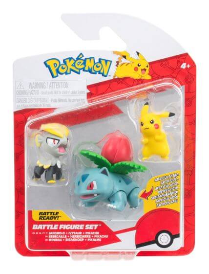 Pokemon - Battle Figure Set 3 Pack (Jangmo-o, Ivysaur & Pickachu) Jazwares