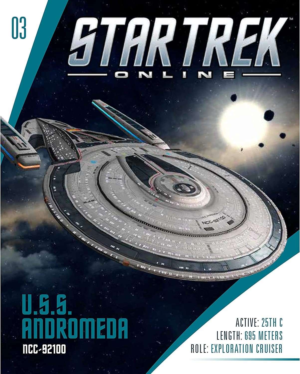 #03 U.S.S Andromeda-Class Federation Exploration Cruiser NCC-92100 Starship Model Diecast Ship STO (Eaglemoss / Star Trek) Real Merch