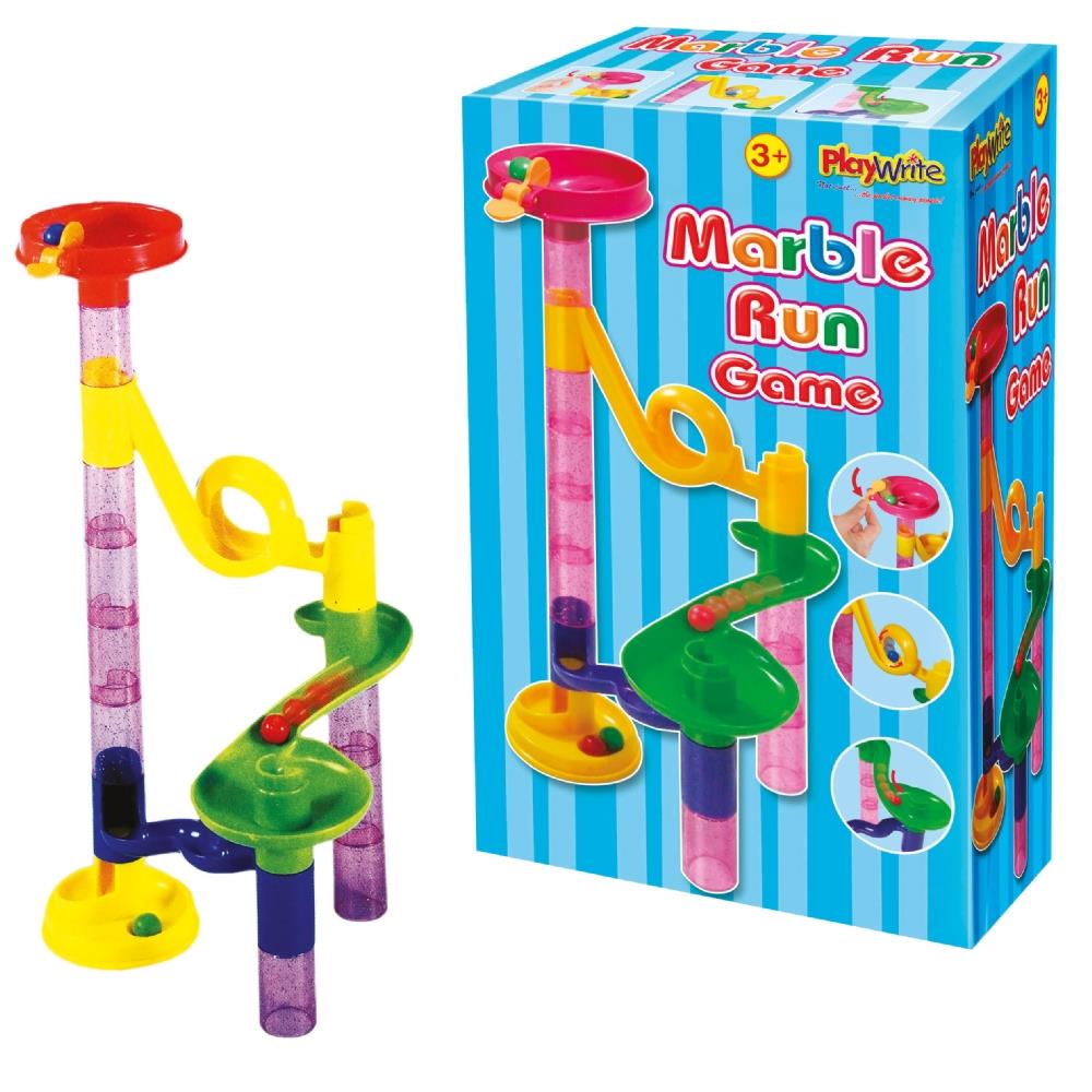 Brightly Coloured Children's Marble Run Game with 14 Marbles Curious Minds