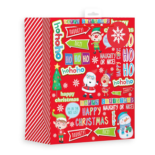 Large Christmas Gift Bag with Festive Design (W265 x H330 x D140 mm) Curious Minds