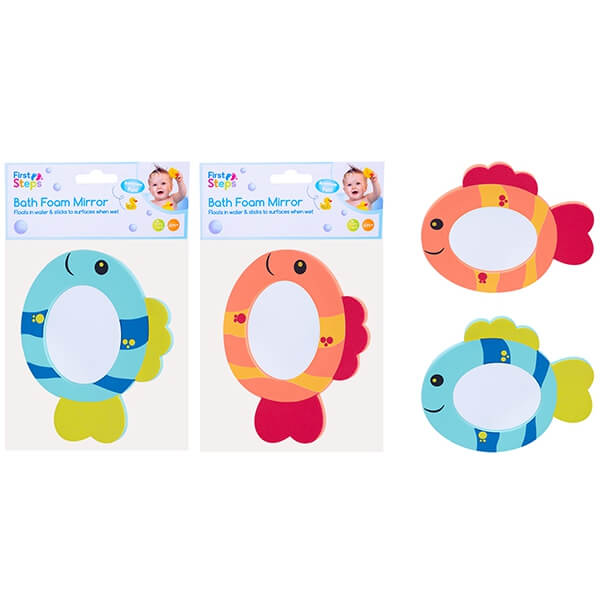 Baby's Cute Fish Themed Bath Foam Mirror in Blue OR Orange Curious Minds