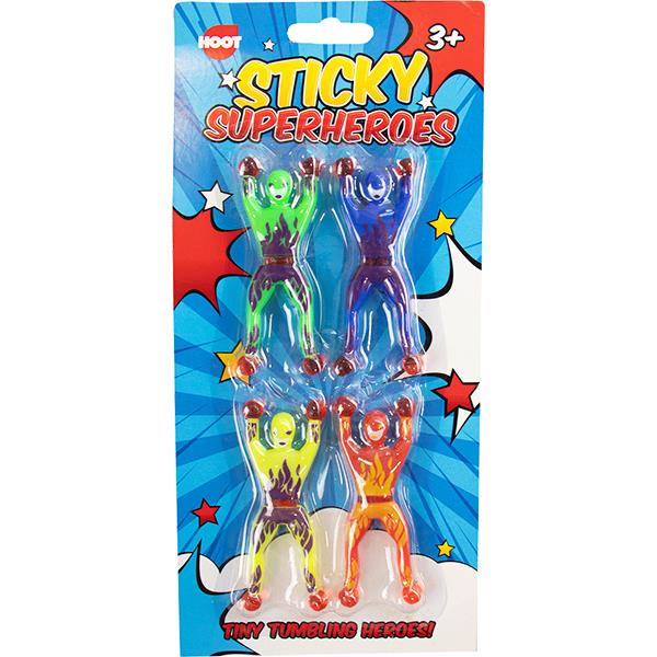 Children's Pack of 4 Ultra Sticky Superheroes in Assorted Colours Curious Minds