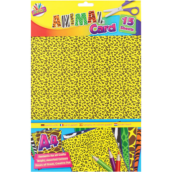 Children's Pack of 15 Fun A4 Animal Print Craft Card Sheets Curious Minds