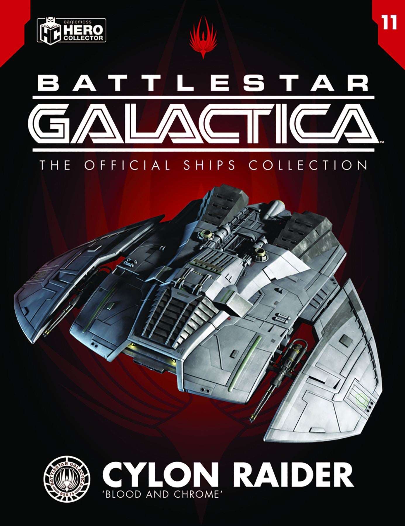 #11 Cylon Raider (Blood and Chrome) Diecast Model Ship (Battlestar Galactica / Eaglemoss) Real Merch