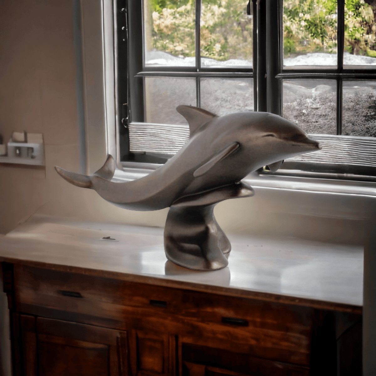 Arora Statue Dolphin Bronze Figurine Arora