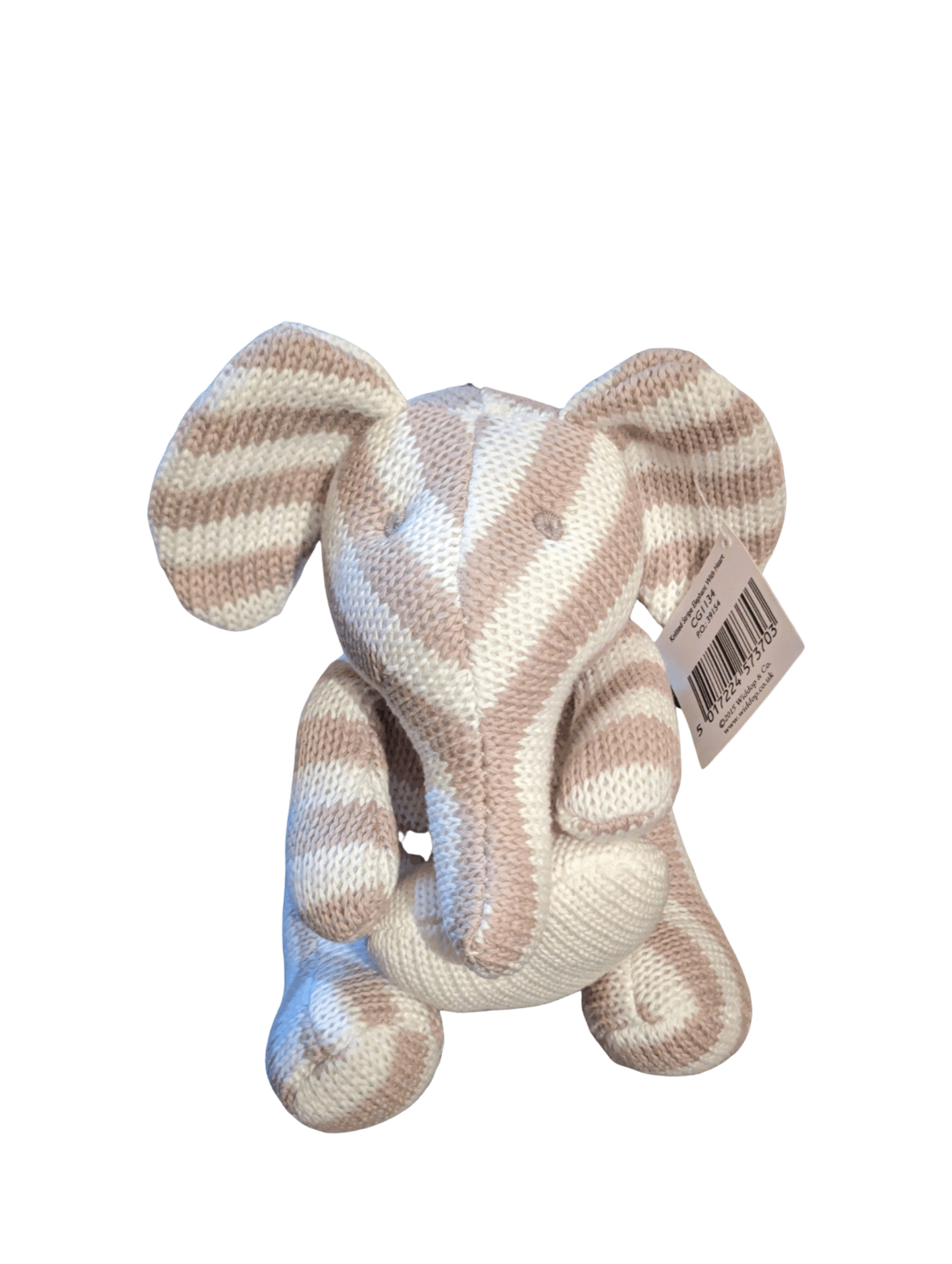 Babies First - knitted striped elephant with heart The Imagination Shop