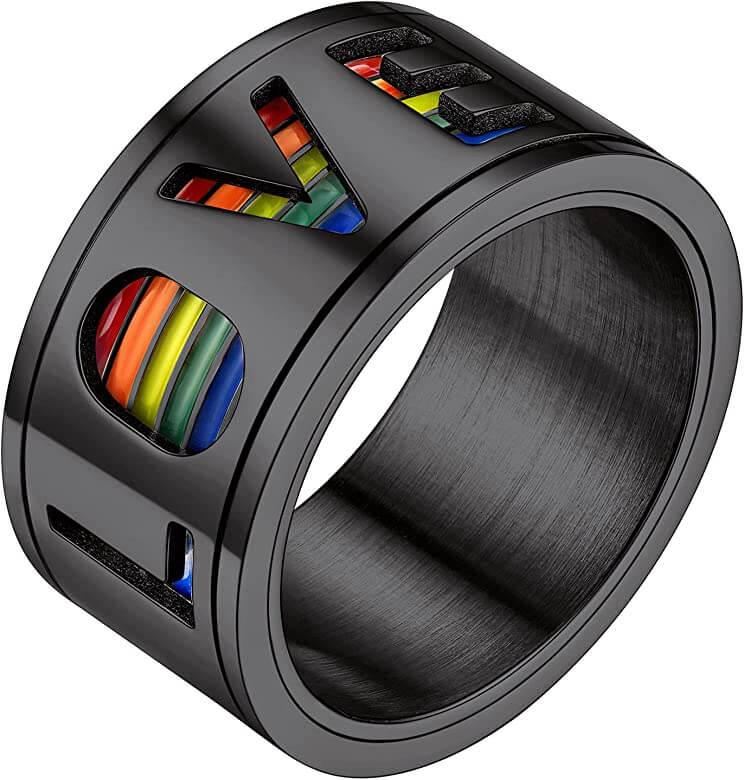 Bandmax Jewelry - Black Plated Love is love fidget ring 180mm Bandmax