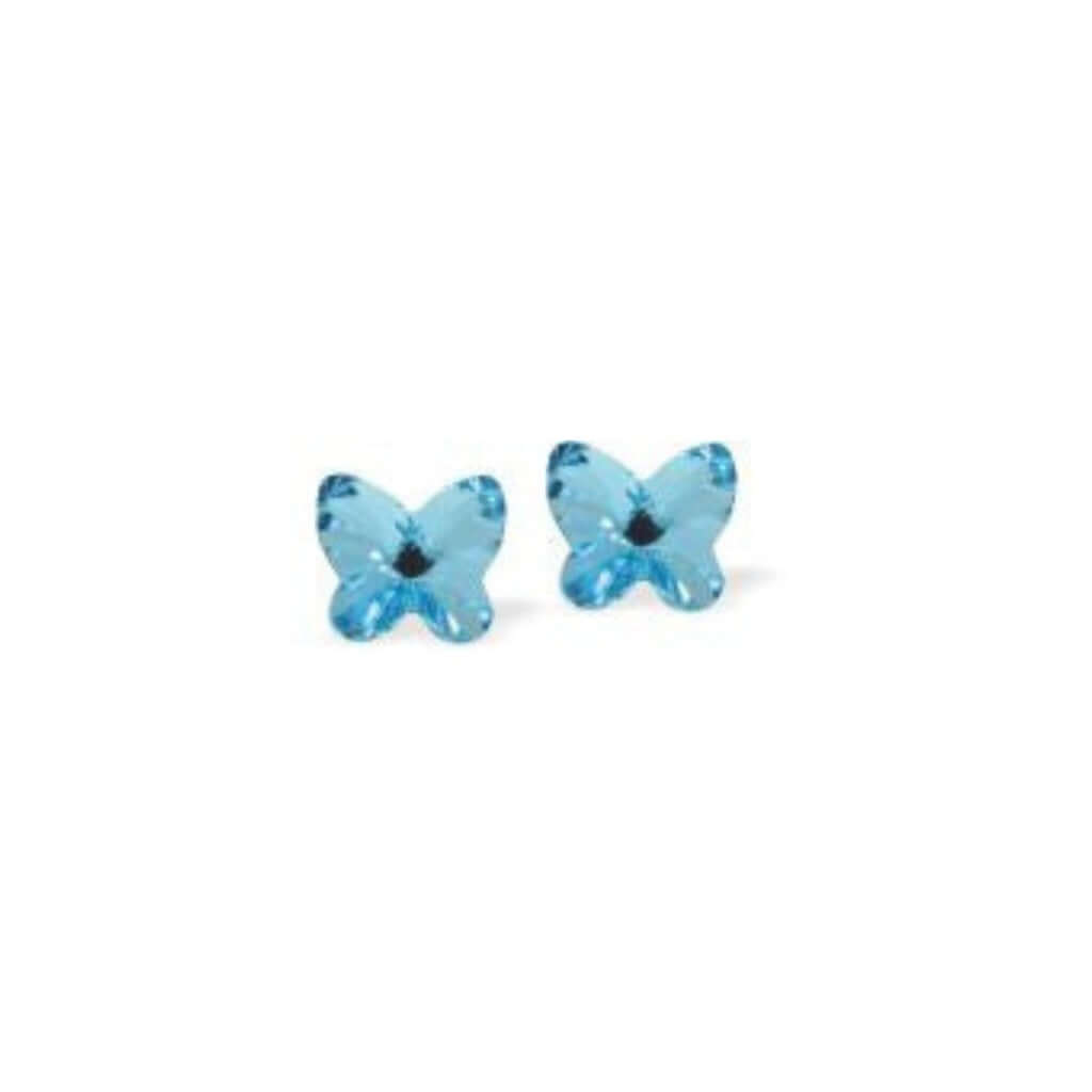 Byzantium Collection Jewellery - Aqua butterfly crystal stud earrings The Imagination Shop