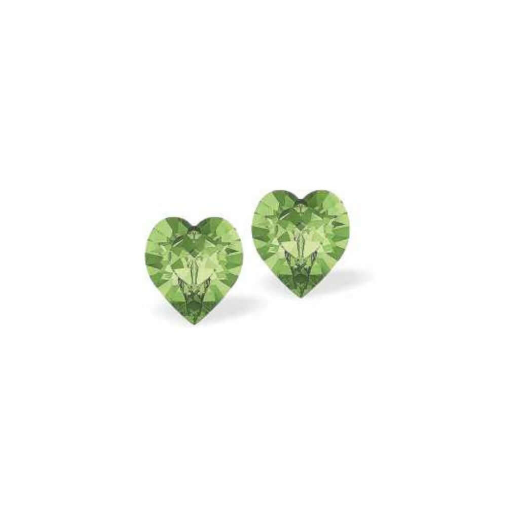 Byzantium Collection Jewellery - Heart peridot stud earrings The Imagination Shop
