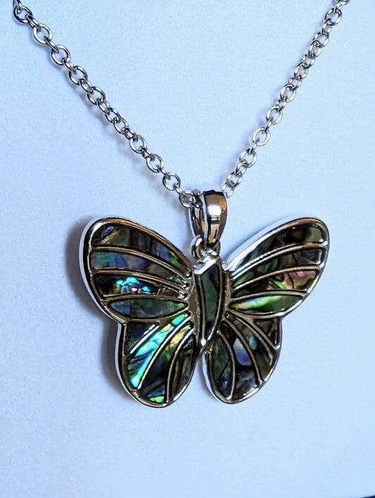 Byzantium Collection Jewellery - Paua shell butterfly necklace The Imagination Shop