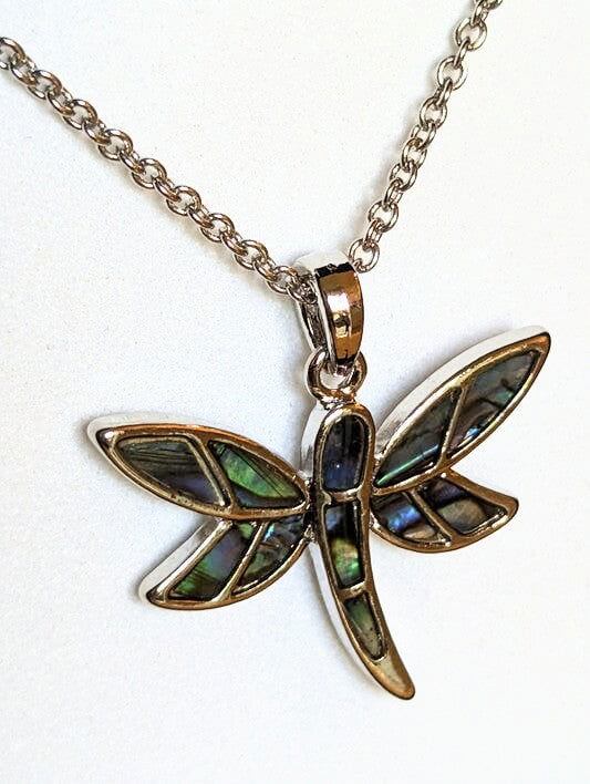 Byzantium Collection Jewellery - Paua shell dragonfly necklace The Imagination Shop
