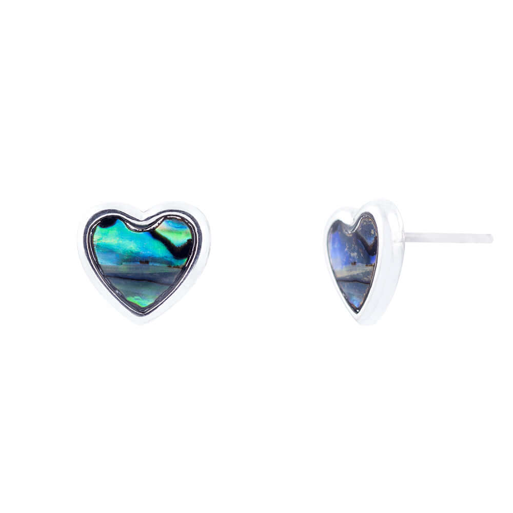 Byzantium Collection Jewellery - Paua shell heart stud earrings The Imagination Shop