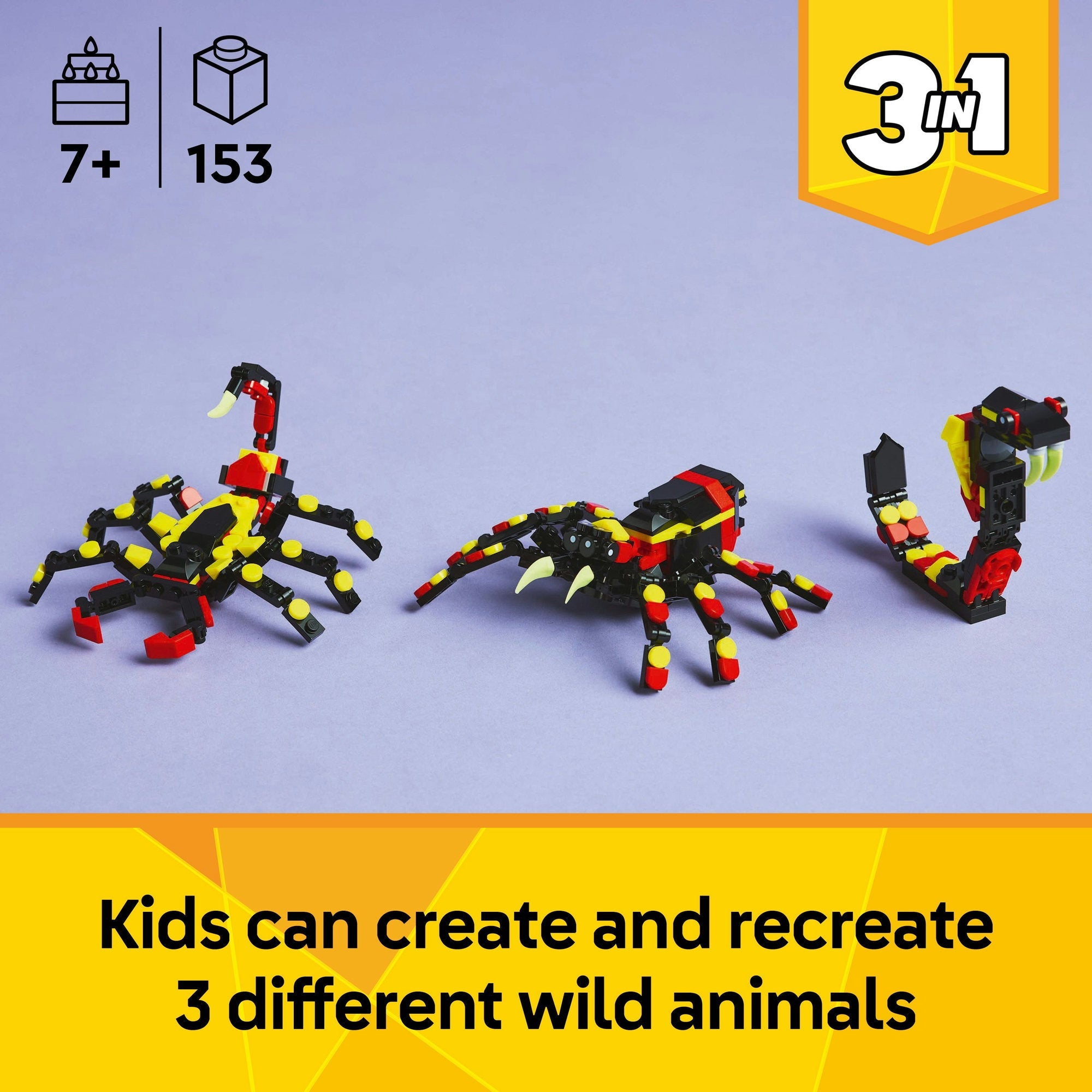 Lego Creator 3 in 1 31159 Wild Animals: Surprising Spider for Ages 7+ Curious Minds