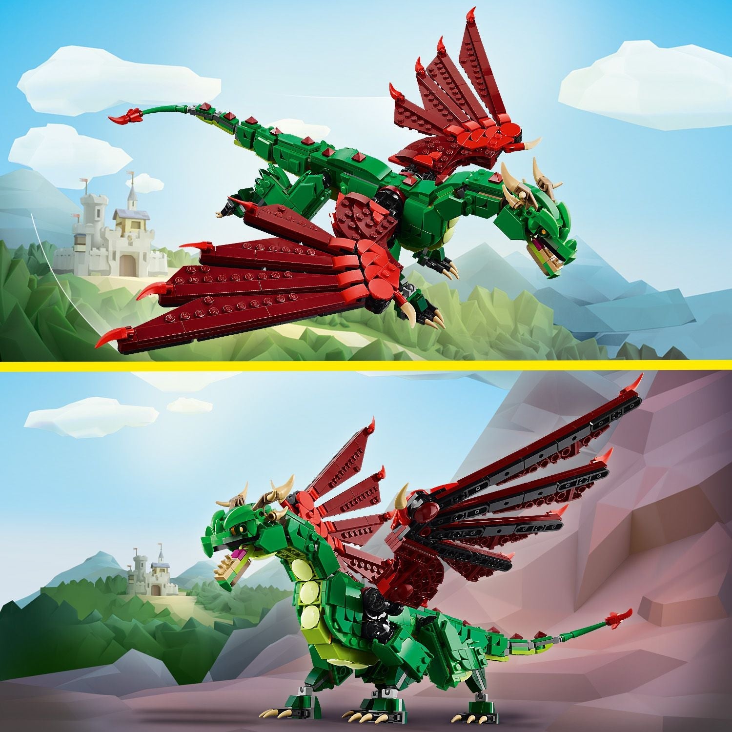 Lego Creator 3 in 1 31161 Medieval Dragon Toy Playset for Ages 9 & Up Curious Minds