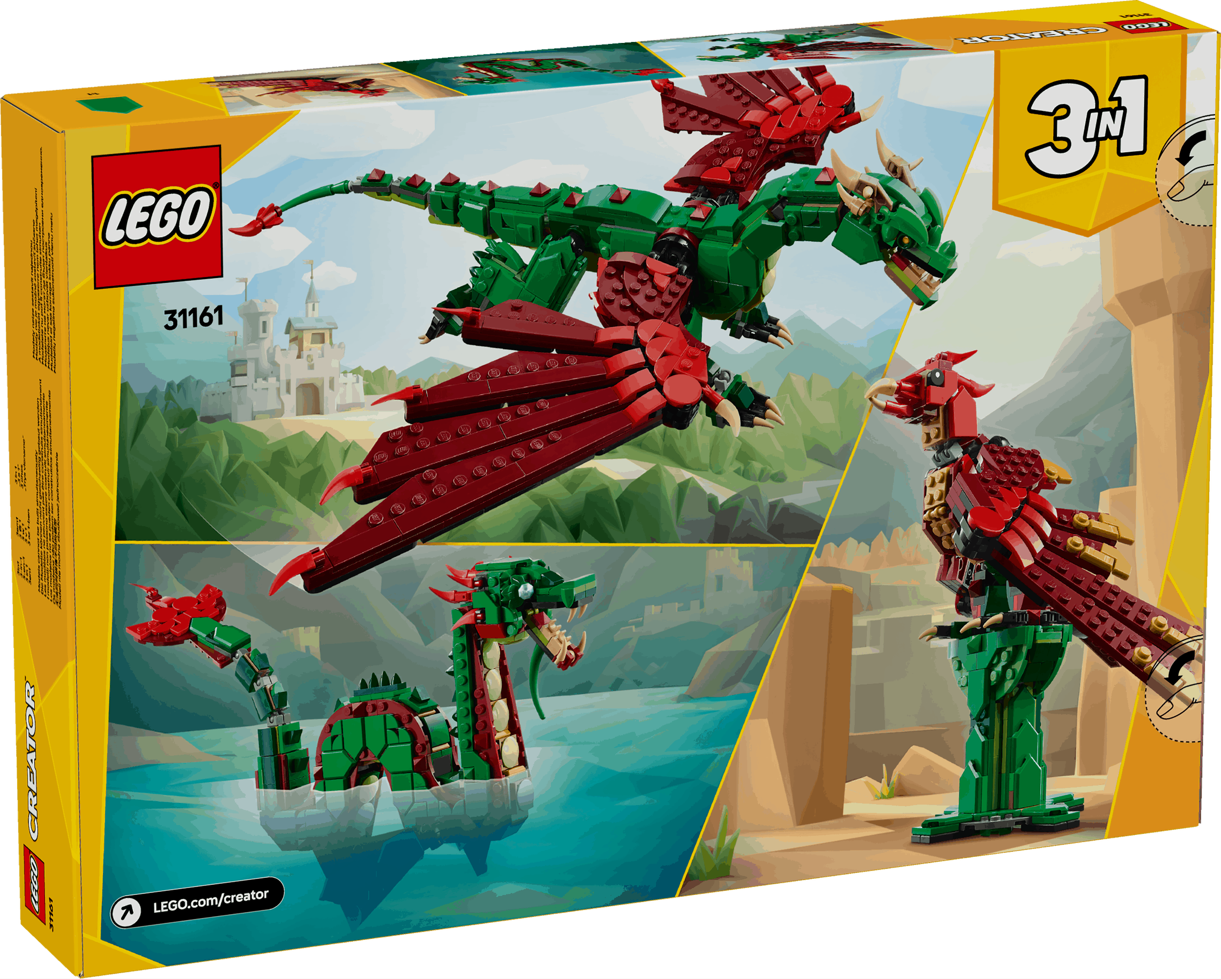 Lego Creator 3 in 1 31161 Medieval Dragon Toy Playset for Ages 9 & Up Curious Minds