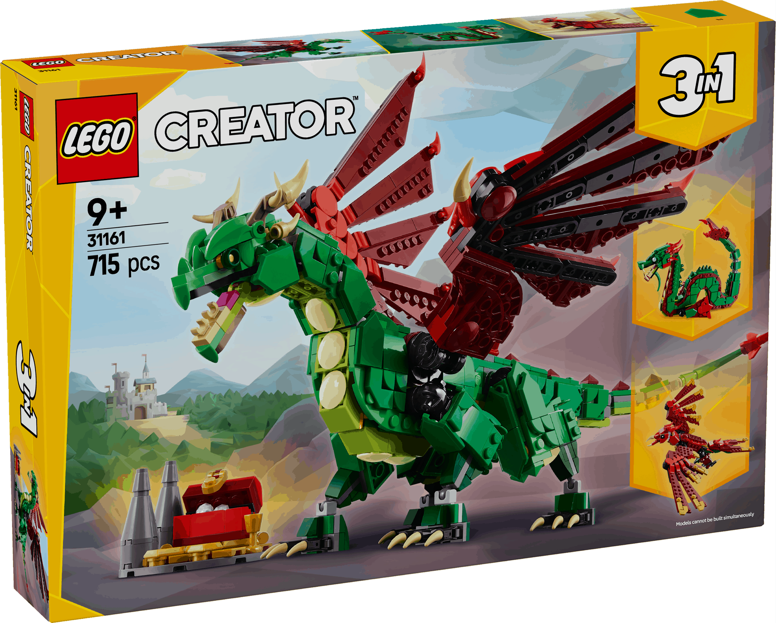 Lego Creator 3 in 1 31161 Medieval Dragon Toy Playset for Ages 9 & Up Curious Minds