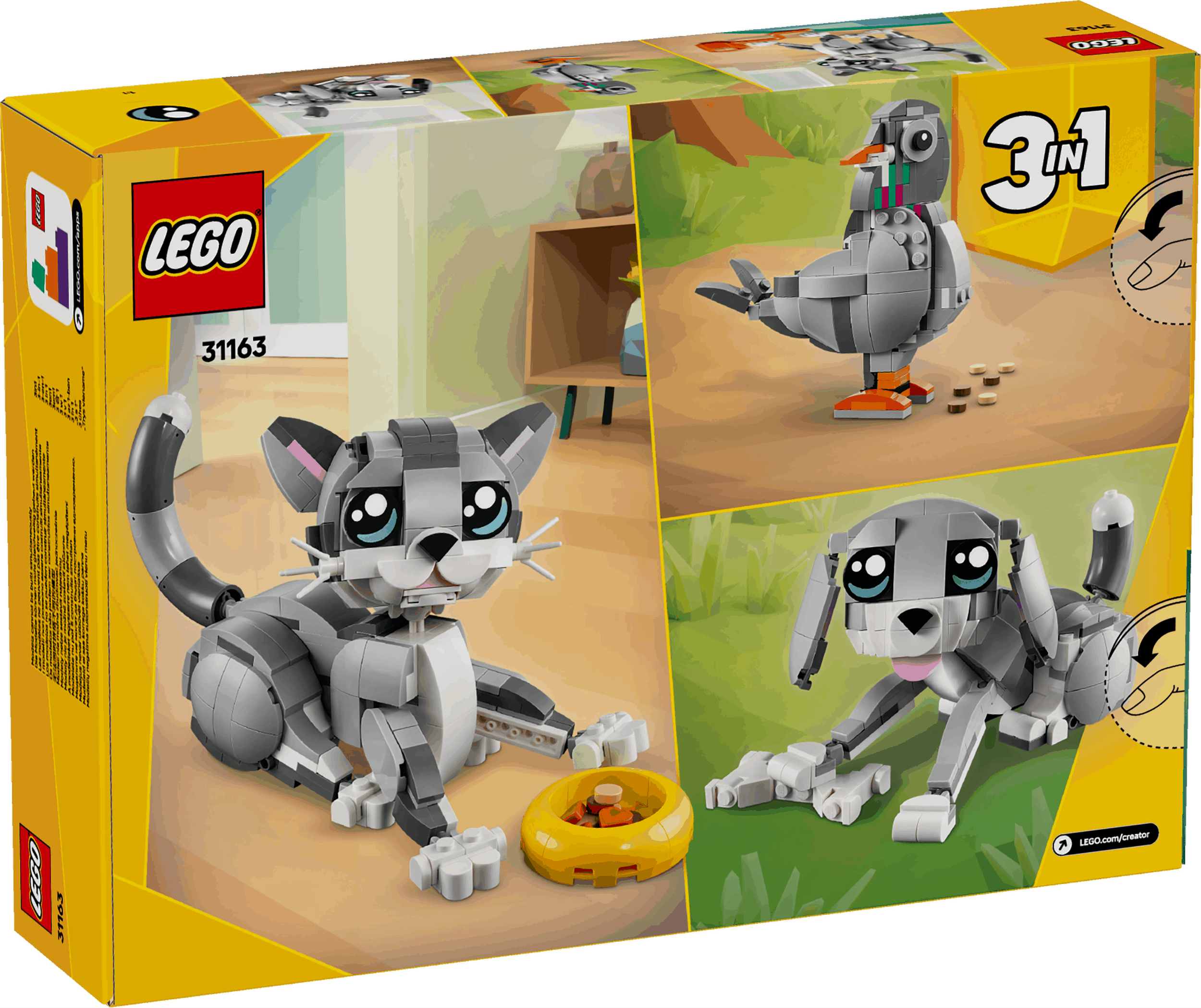 Lego Creator 3 in 1 31163 Playful Cat Rebuildable Toy for Ages 8 & Up Curious Minds