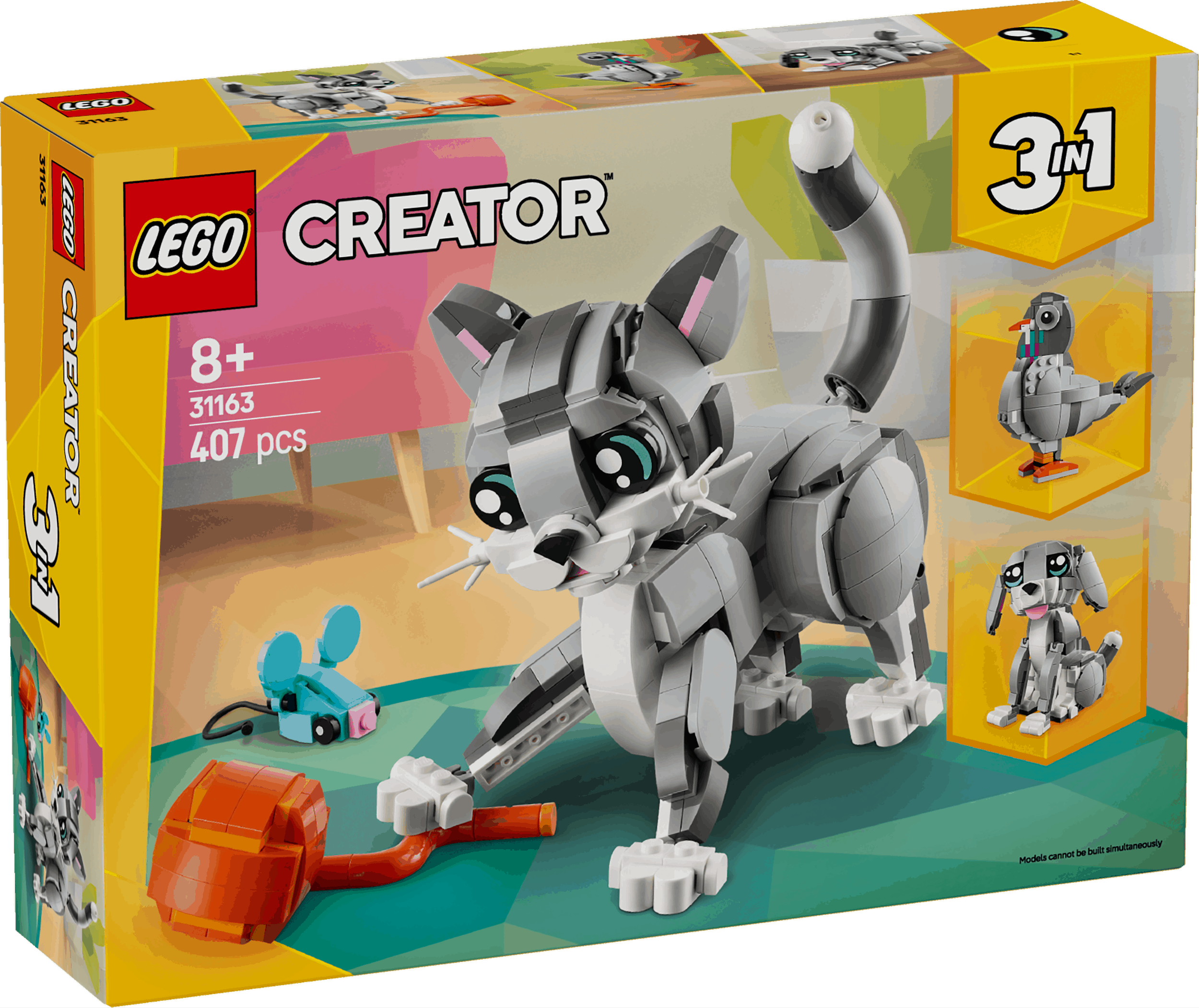 Lego Creator 3 in 1 31163 Playful Cat Rebuildable Toy for Ages 8 & Up Curious Minds