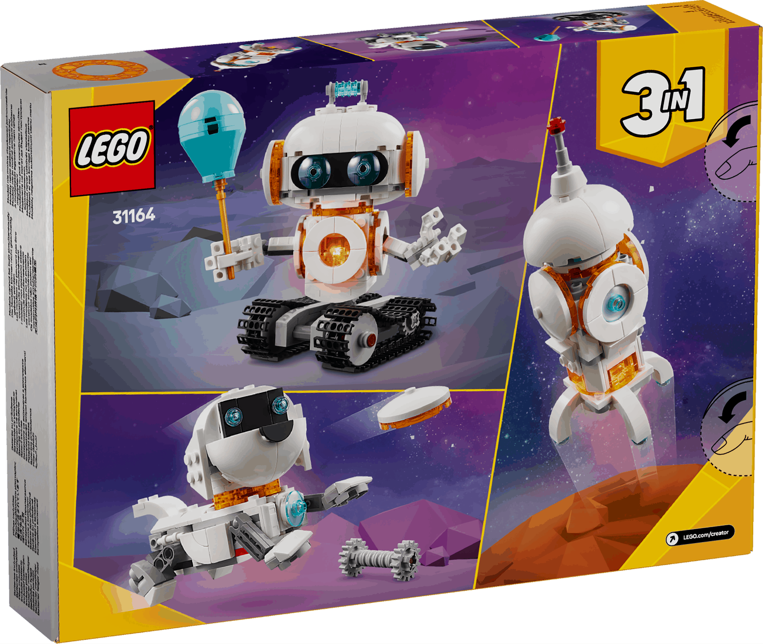 Lego Creator 3 in 1 31164 Space Robot Rebuildable Toy for Ages 8 & Up Curious Minds