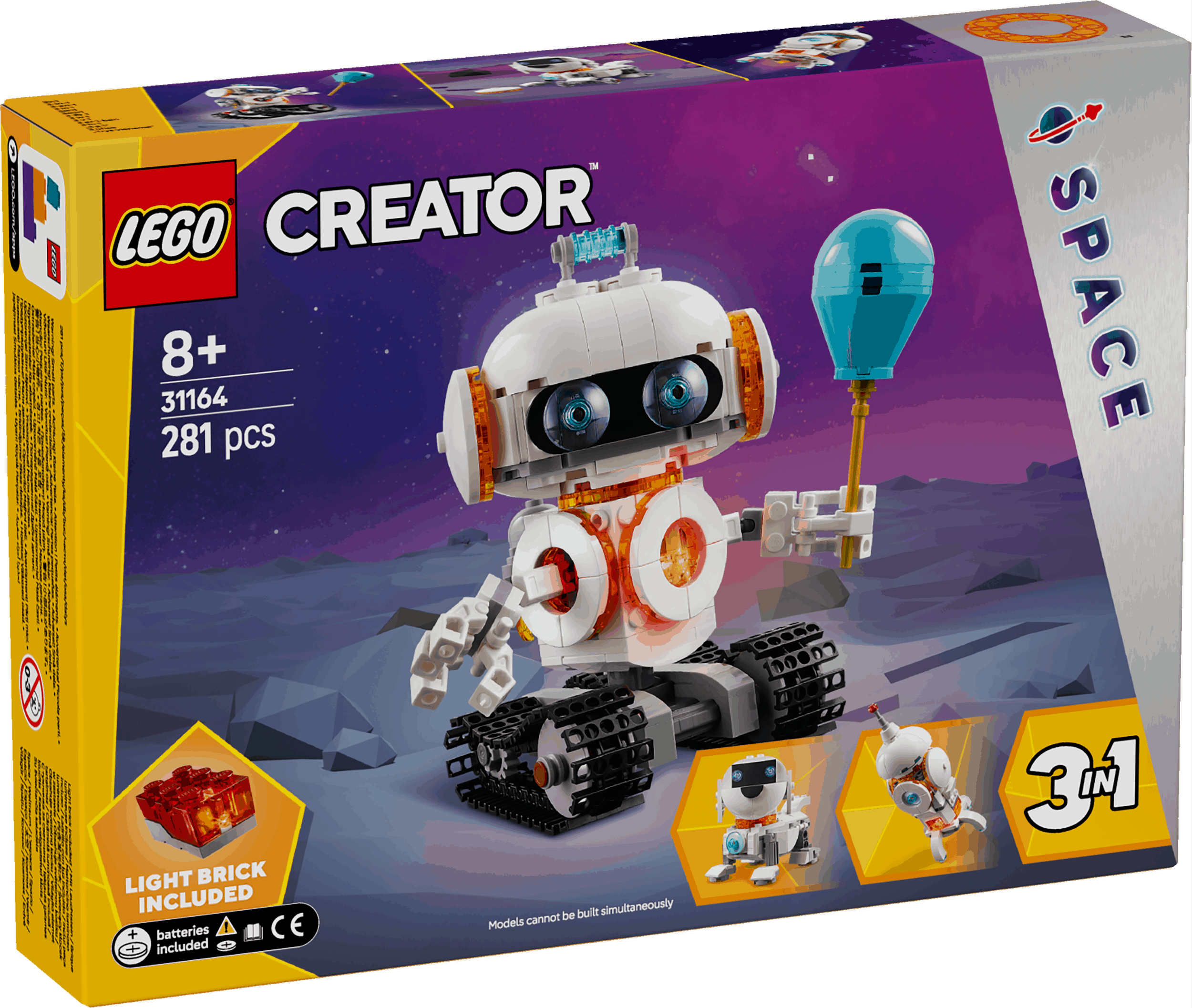 Lego Creator 3 in 1 31164 Space Robot Rebuildable Toy for Ages 8 & Up Curious Minds