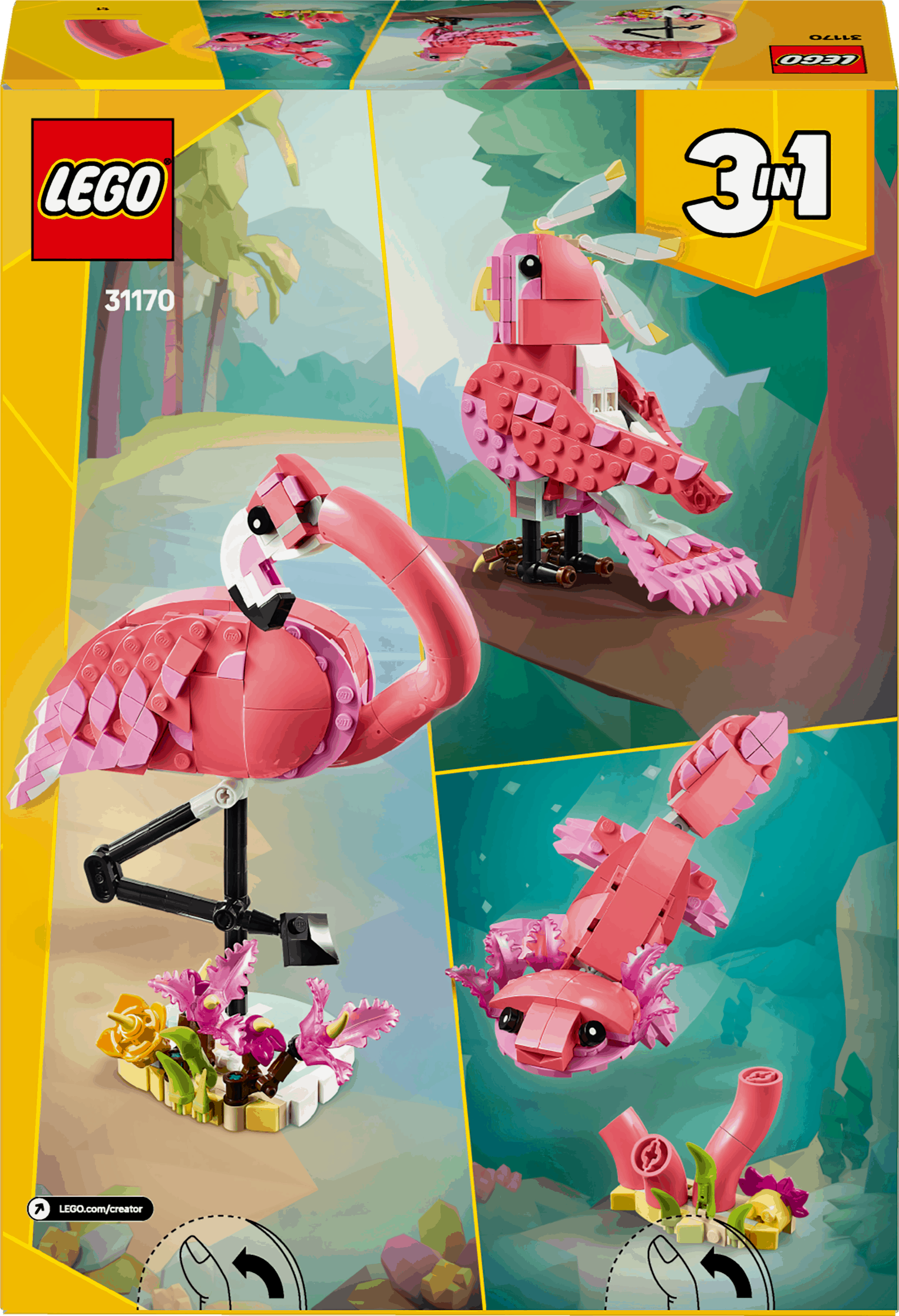 Lego Creator 3 in 1 31170 Wild Animals: Pink Flamingo for Ages 8 & Up Curious Minds