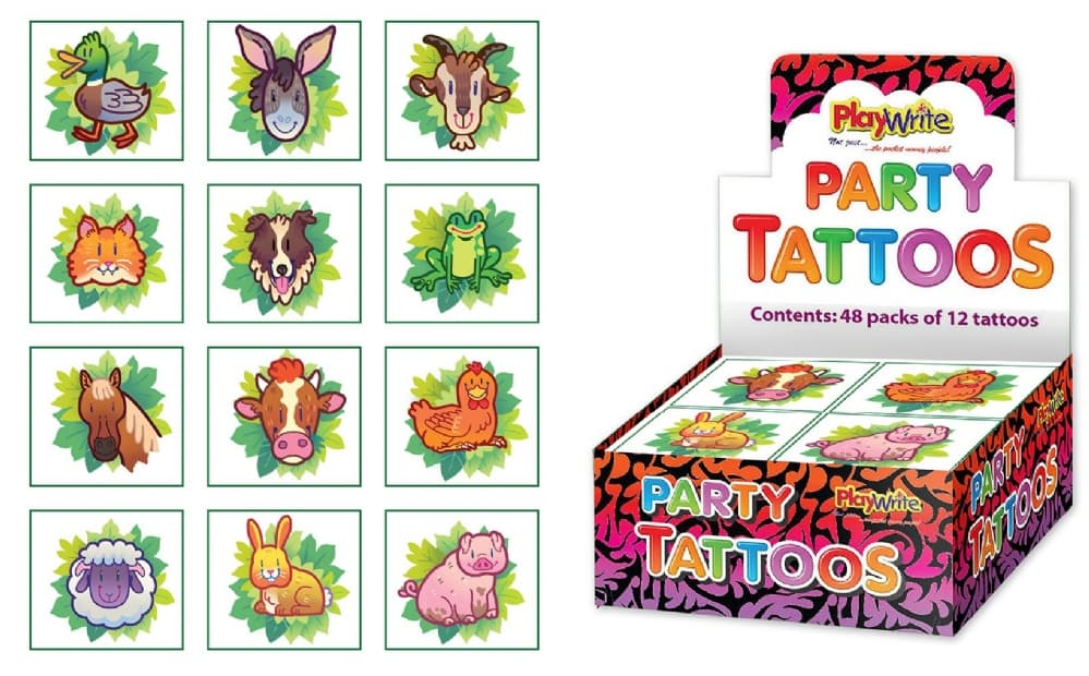 Pack of 12 Farm Animal Themed Temporary Tattoos for Ages 3 and Up Curious Minds