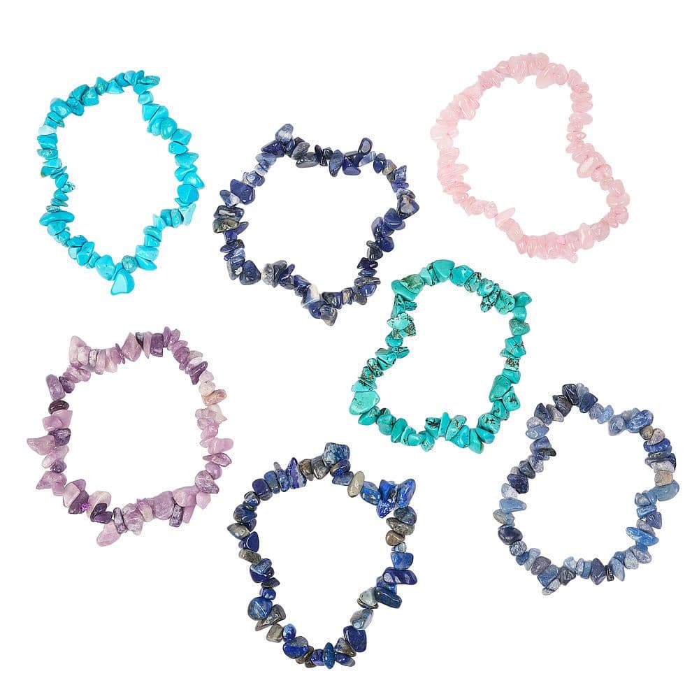 Gemstone Chip Bracelet with Elastic Available in Assorted Colours (1) Curious Minds