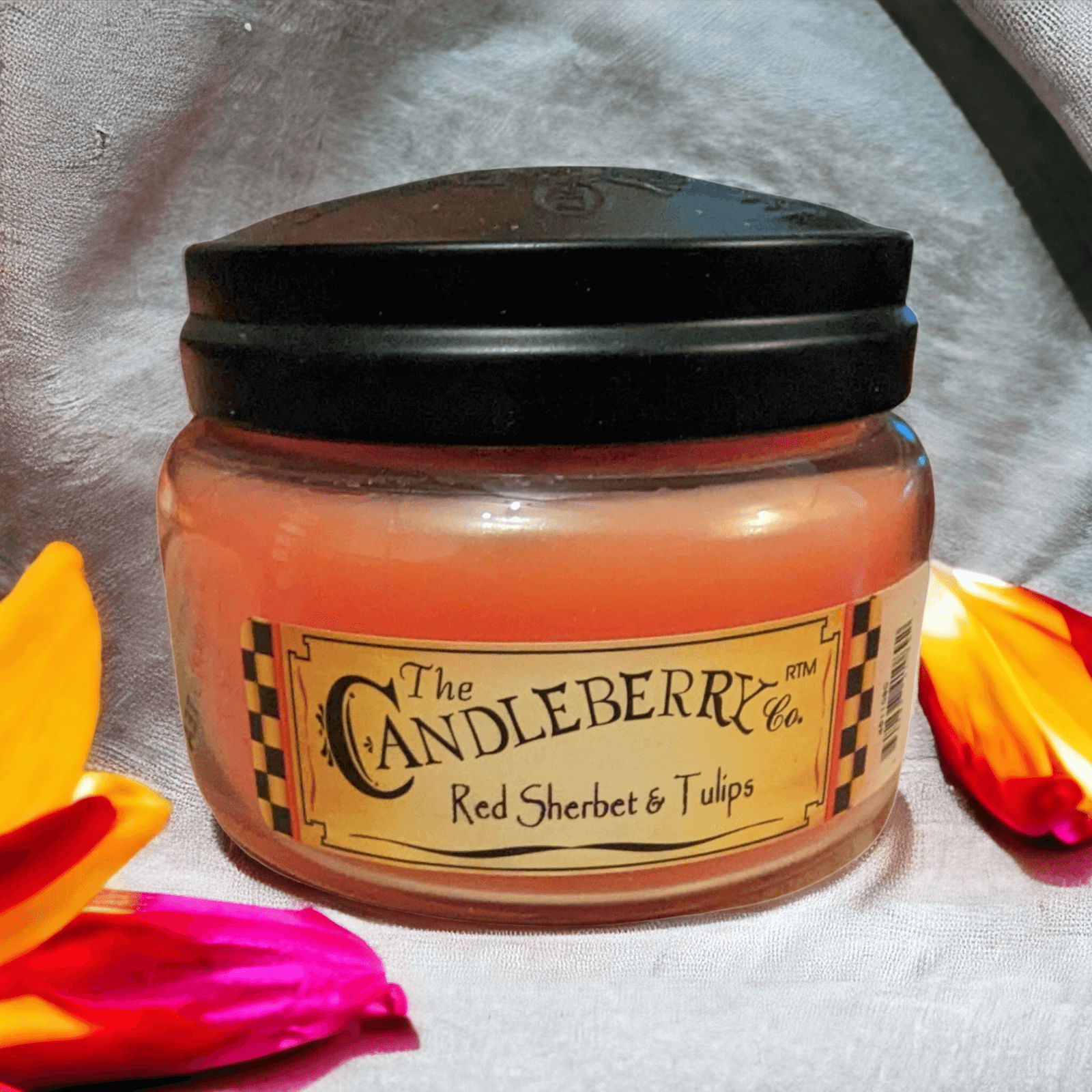 The Candleberry Co - Red Sherbet and Tulips Small Jar Scented Candle Candleberry