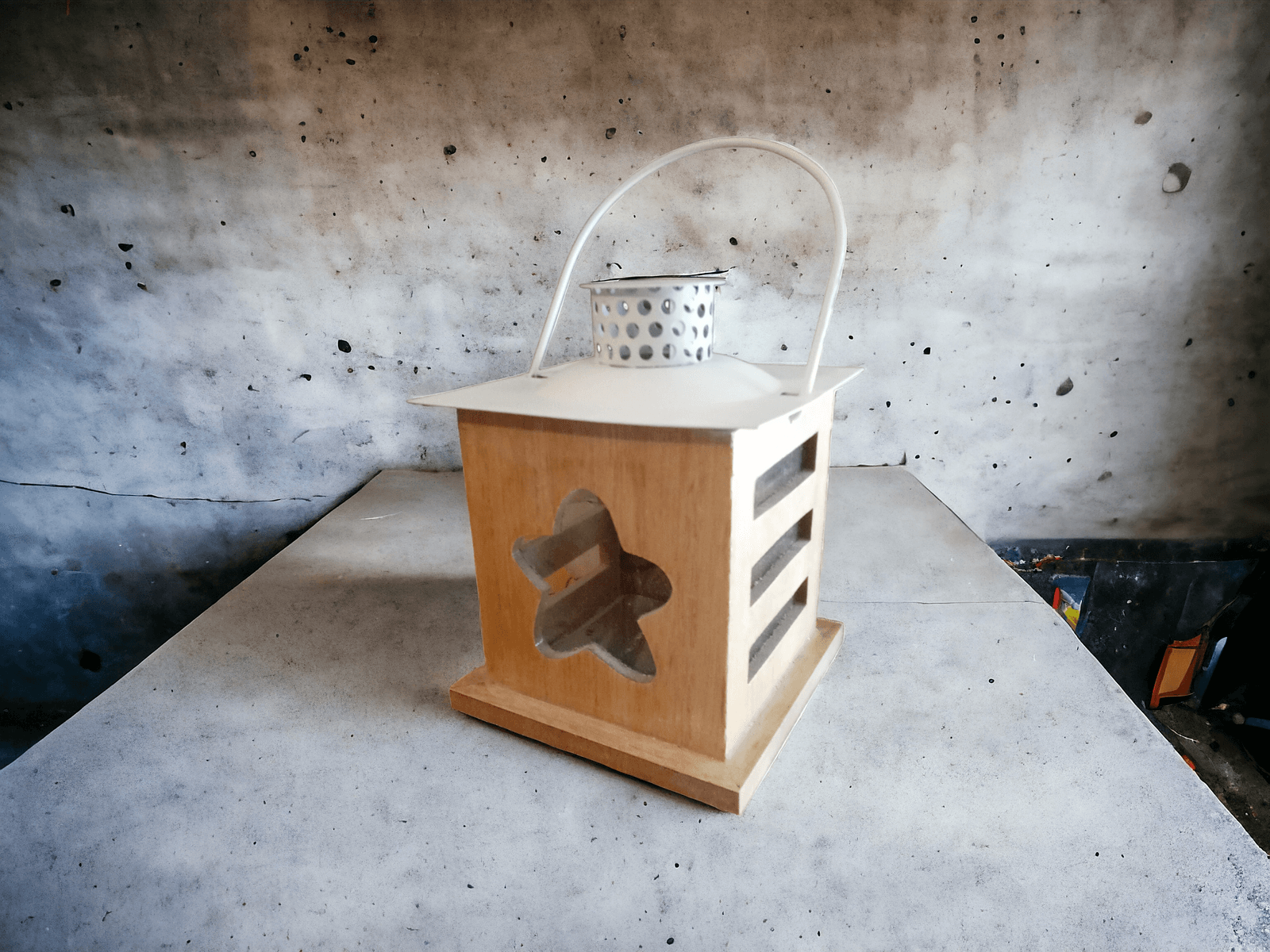 Decorative Candle lantern Wood/White The Imagination Shop