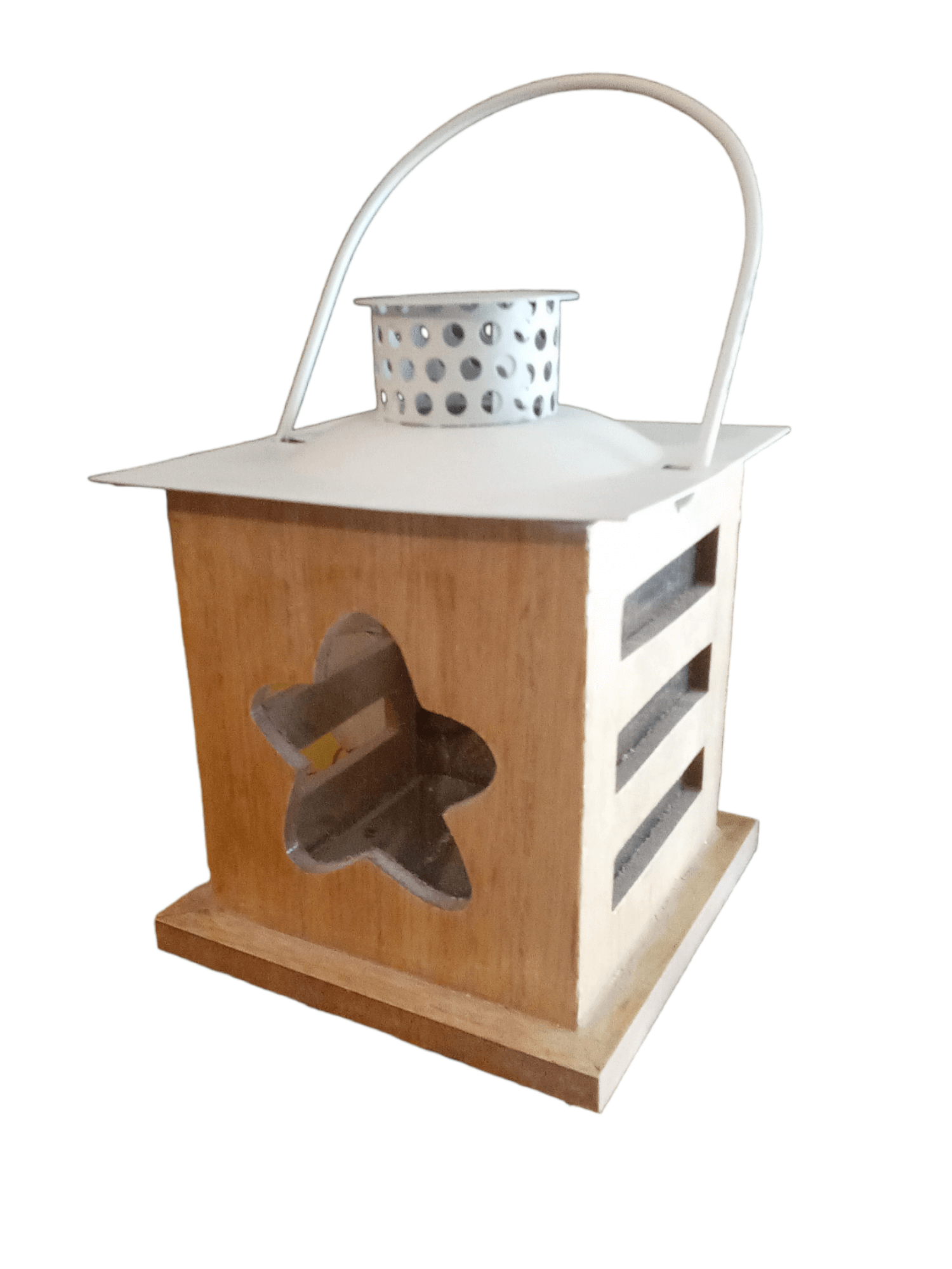 Decorative Candle lantern Wood/White The Imagination Shop