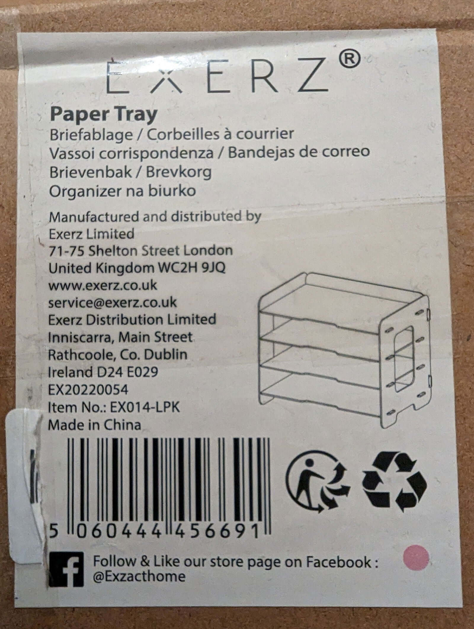 EXERZ Paper Tray Pink The Imagination Shop