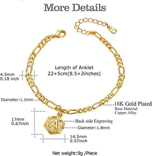 Focalook Jewellery - Letter 'A' Anklet The Imagination Shop