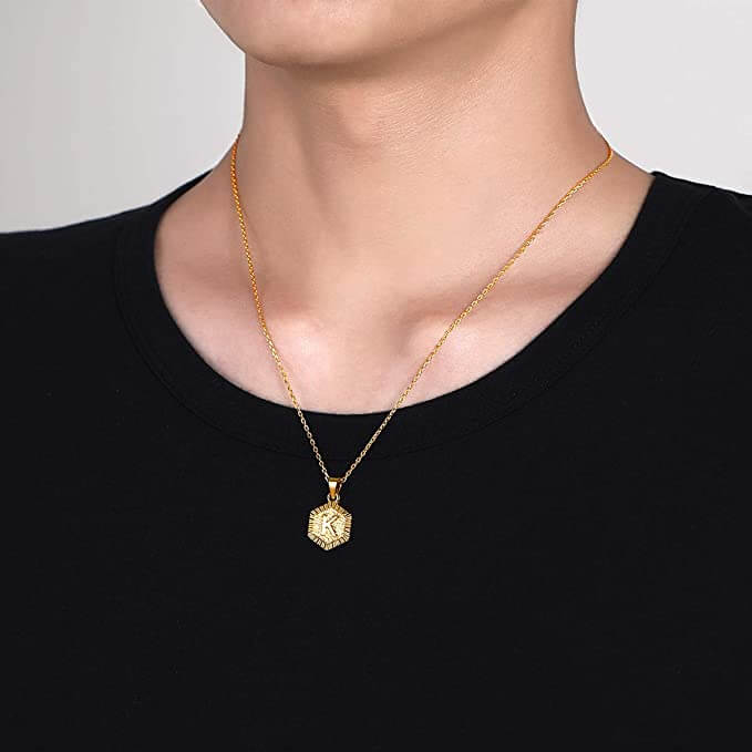 Focalook Jewellery - Letter 'R' Hexagon pendant necklace The Imagination Shop