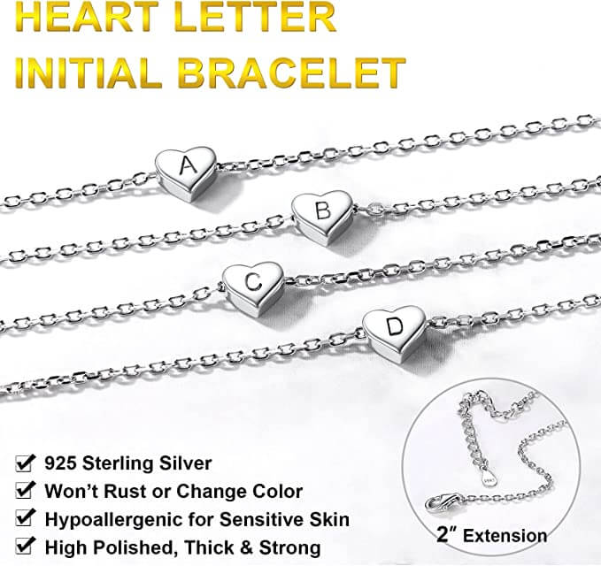 Focalook Jewellery - Letter 'U' Heart Bracelet The Imagination Shop