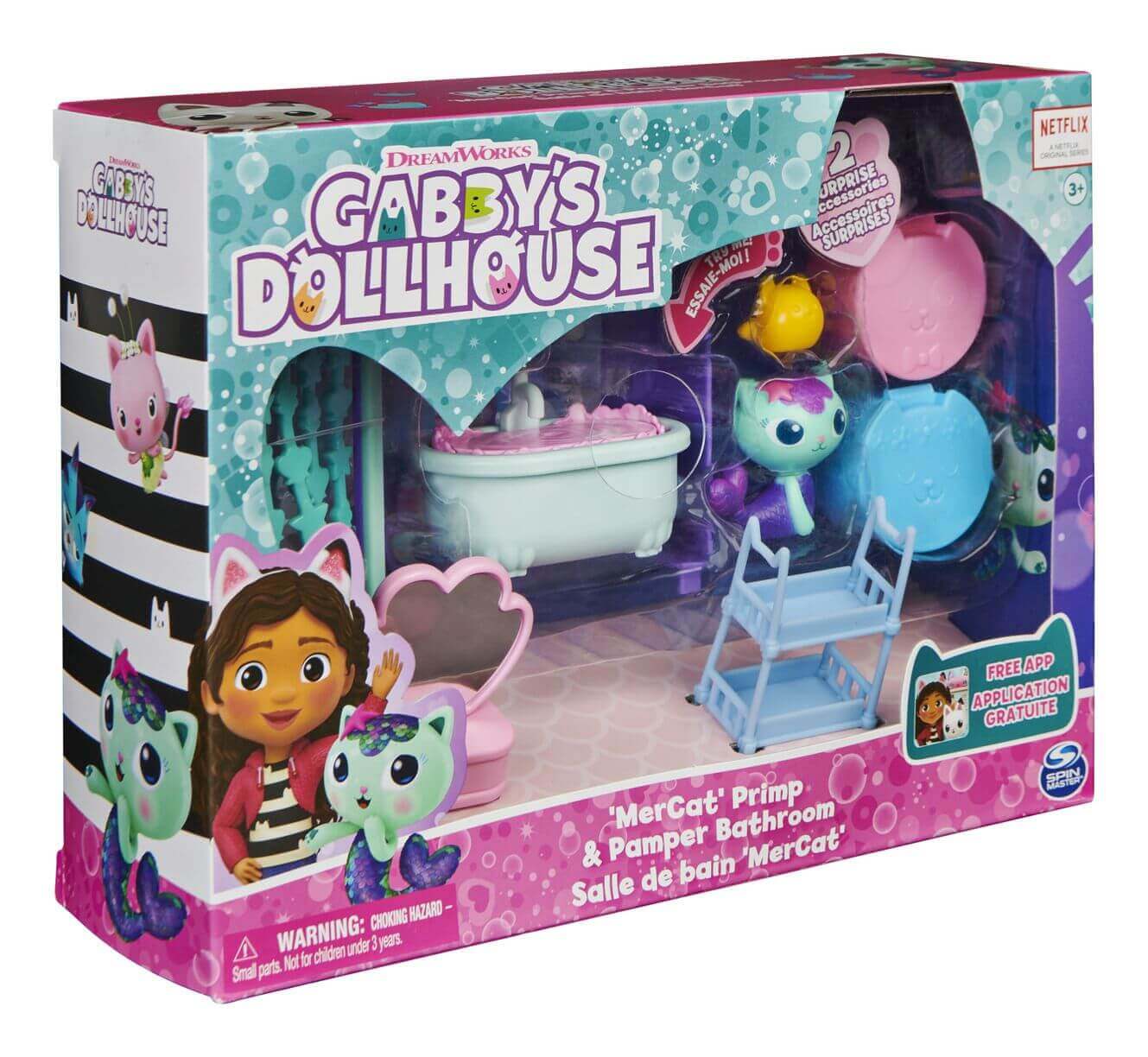 Gabby's Dollhouse Deluxe Room Mercat Primp and Pamper Bathroom Spin Master Toys