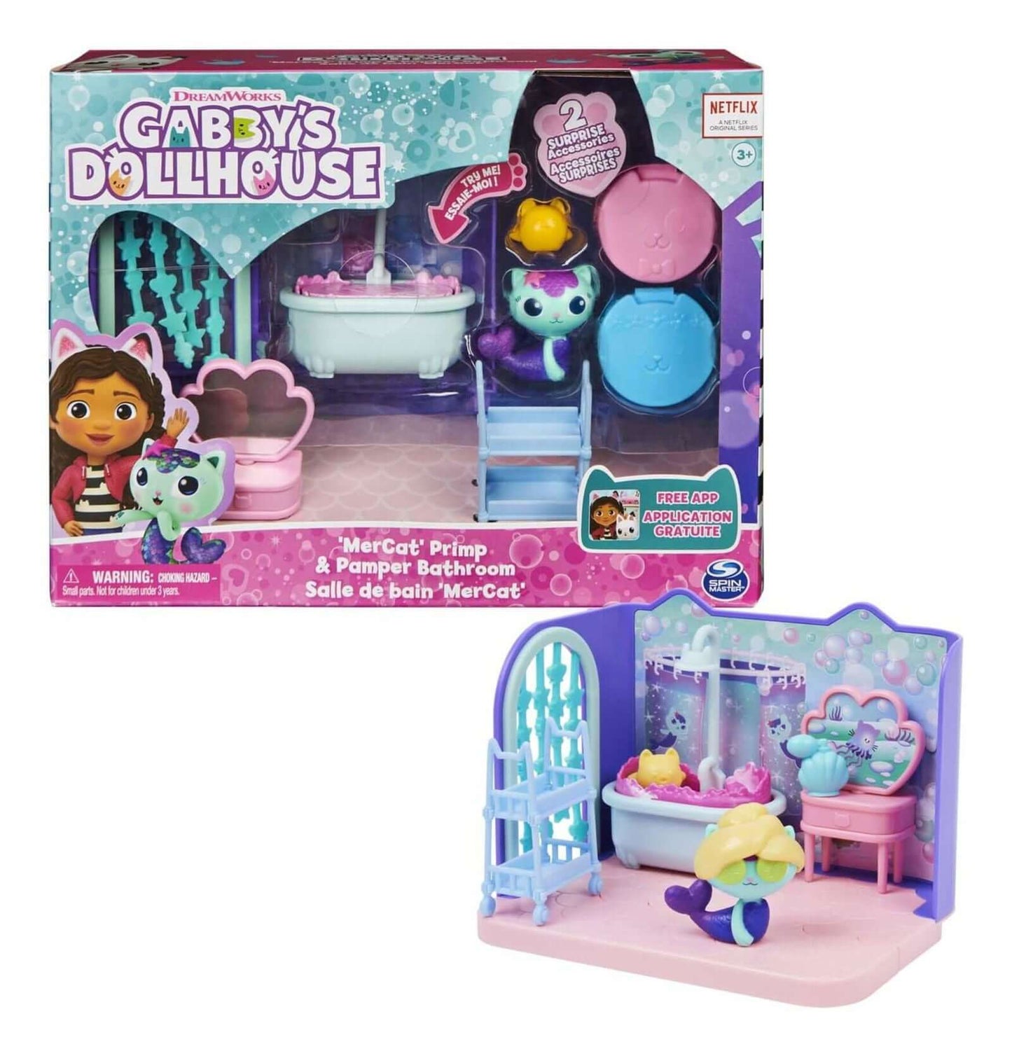 Gabby's Dollhouse Deluxe Room Mercat Primp and Pamper Bathroom Spin Master Toys