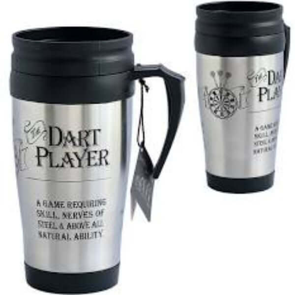 Novelty stay hot drinking cups Dart player The Imagination Shop