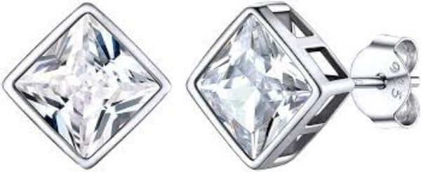Silvora Jewellery - Cubic zirconia Square studs Silvora