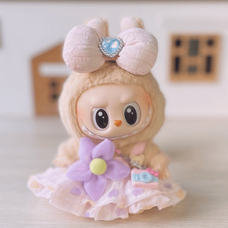 Labubu Have a Seat Doll Dresses Pink Dress with Camera FOXLEY LONDON