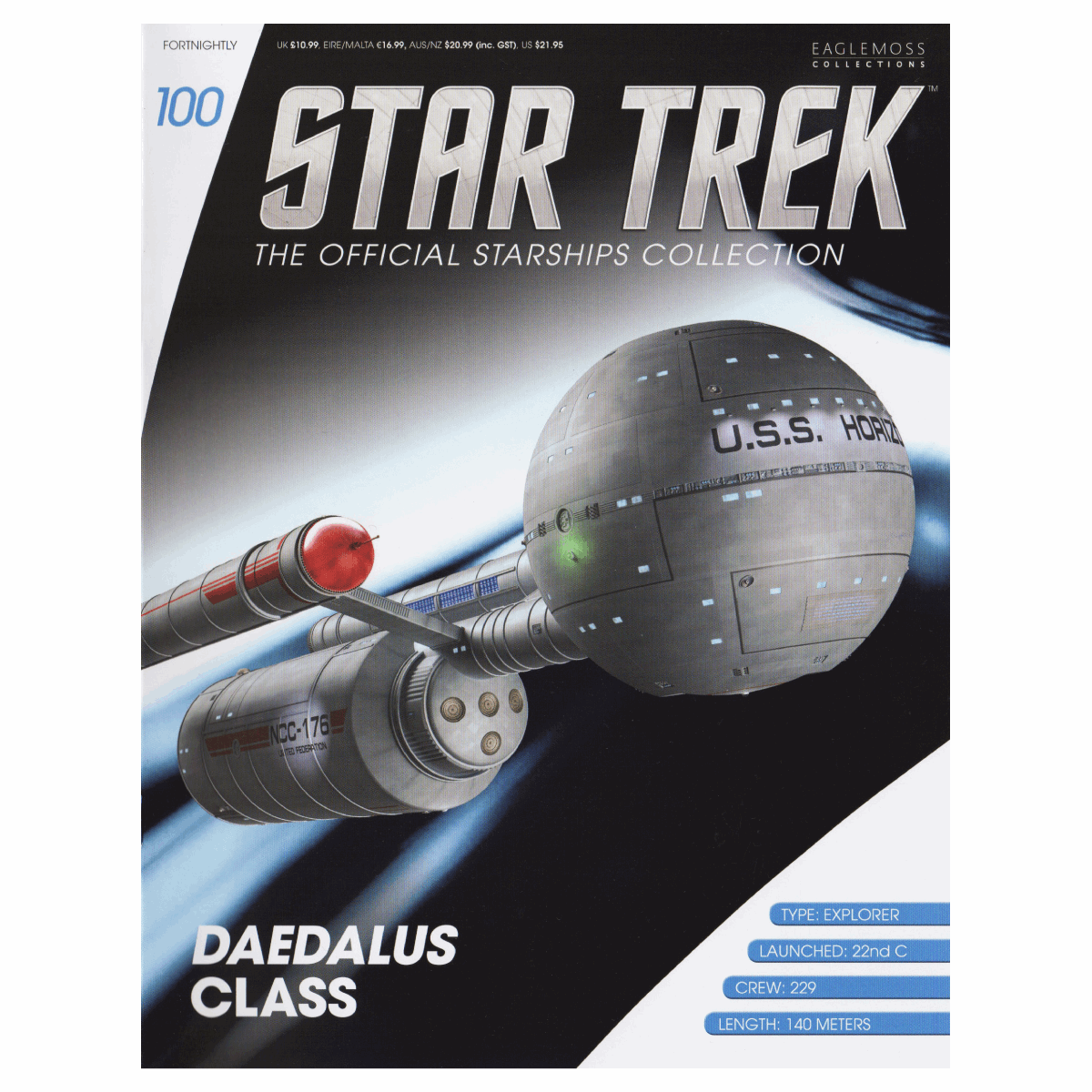 #100 Daedalus-class (U.S.S. Horizon NCC-176) Starship Die Cast Ship STDC100 (Eaglemoss / Star Trek) Real Merch