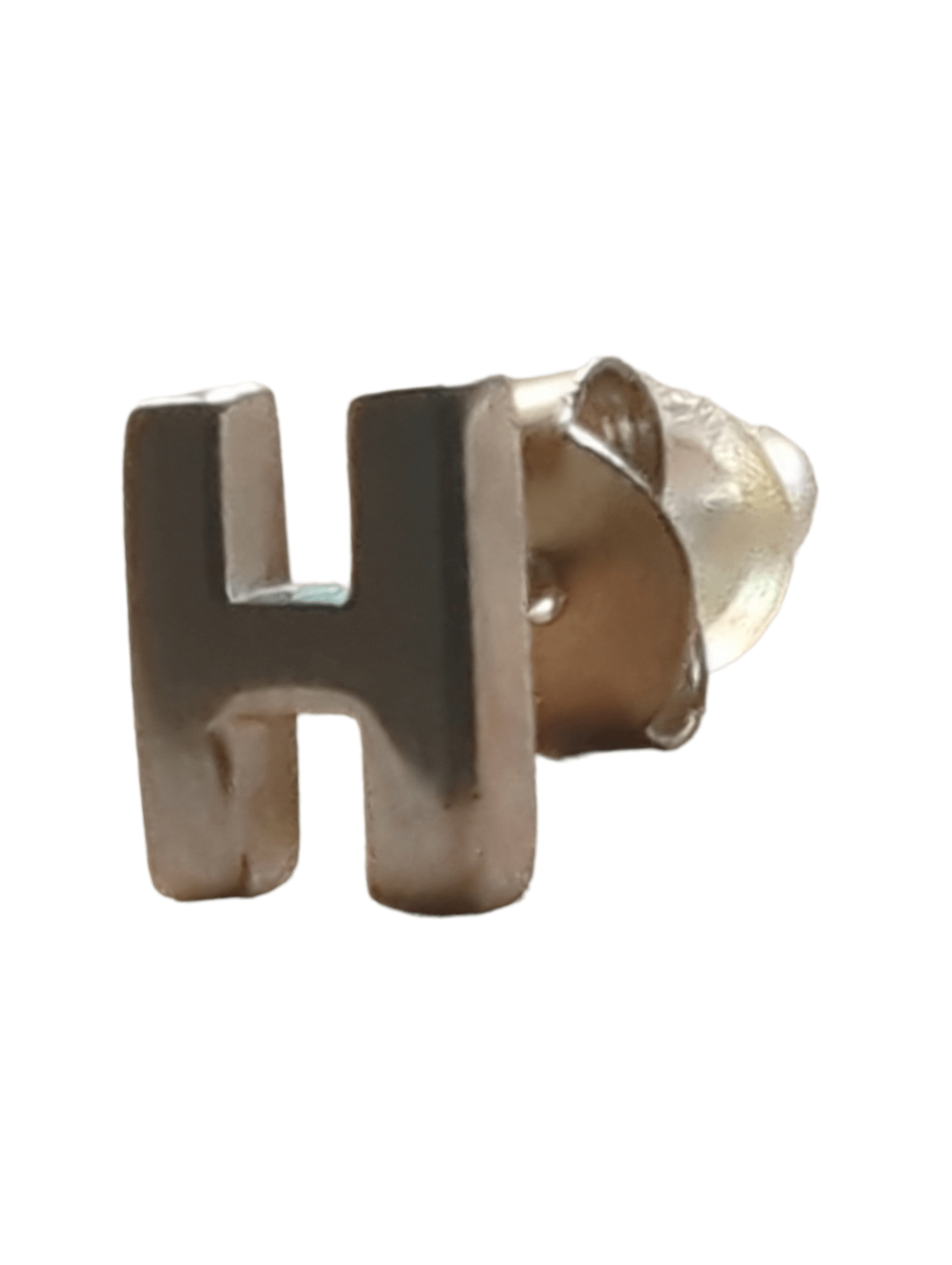 Silvora Jewellery - Silver Letter 'H' Stud Earrings Silvora