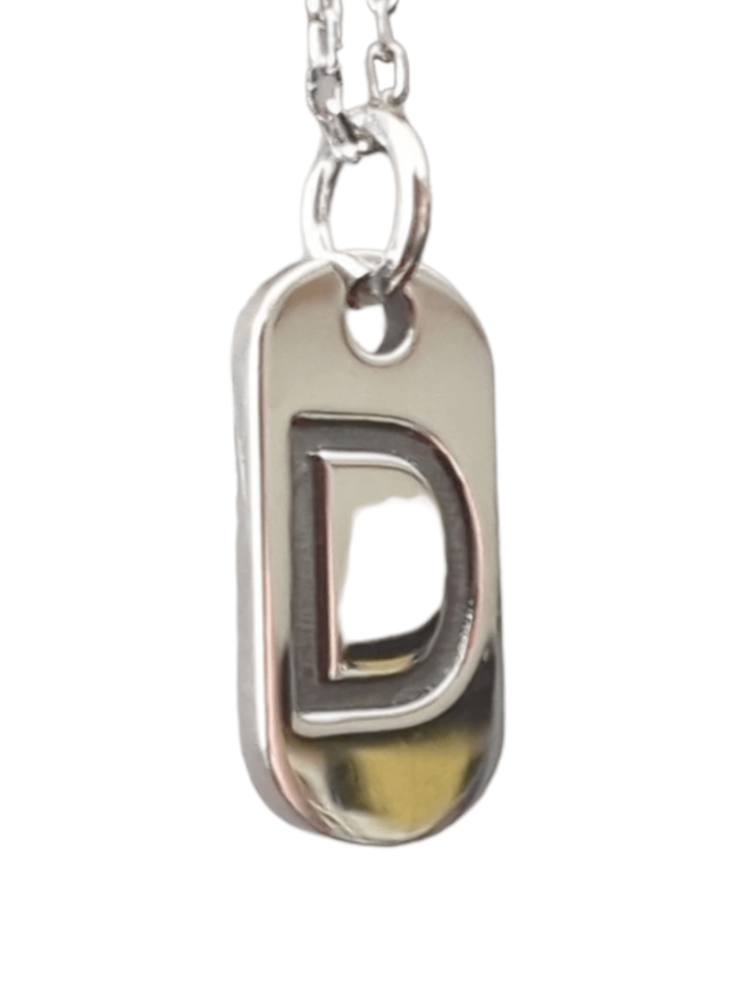 Silvora Jewellery - Letter 'D' Initial Dogtag Necklace Silvora