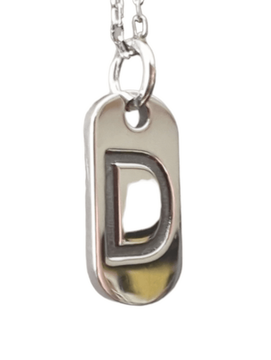 Silvora Jewellery - Letter 'D' Initial Dogtag Necklace - The Imagination Shop - Silvora 